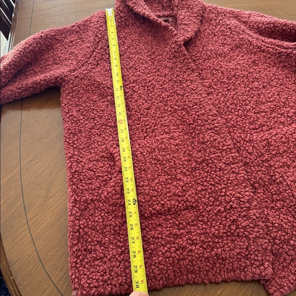 Barefoot Dreams Boucle Shawl Cardigan w/ Pockets Mahogany Red Orange size Xl EUC - Picture 7 of 10